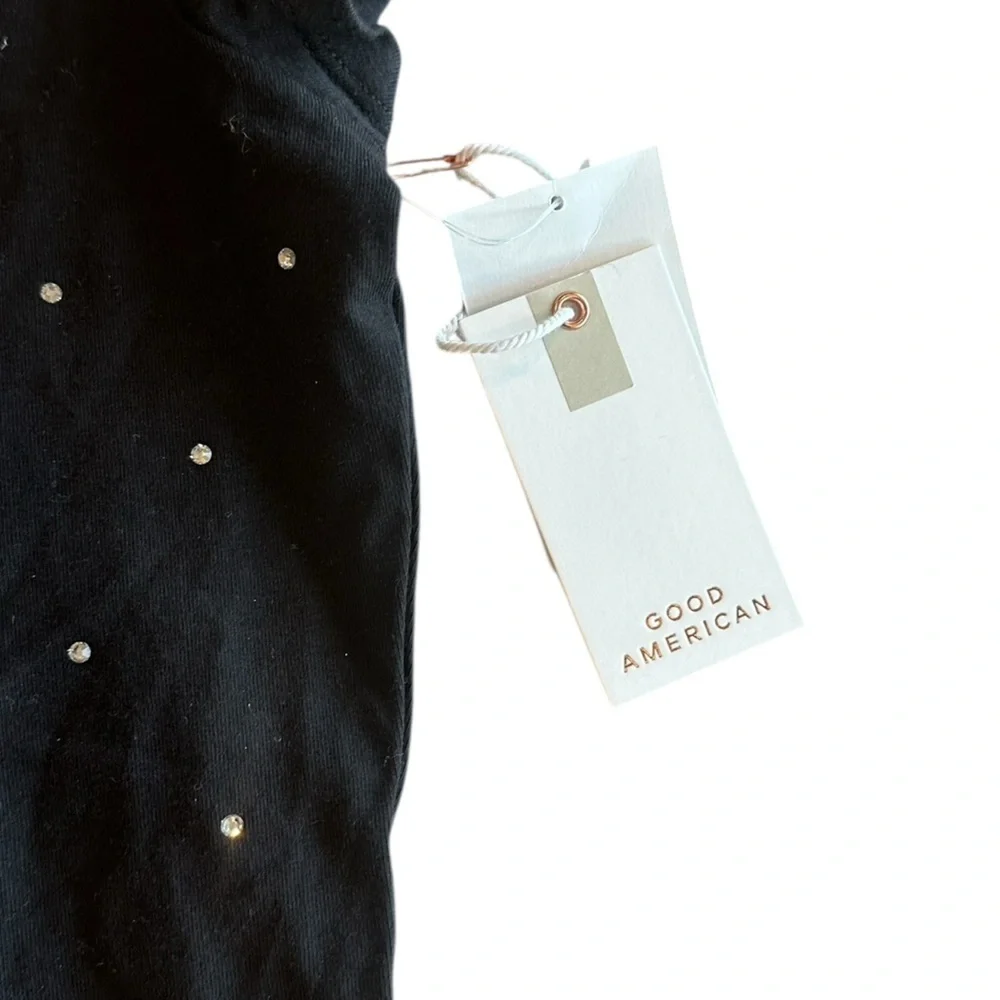 NEW Good American Crystal Baby Tee in Black - Size S - Picture 8 of 8